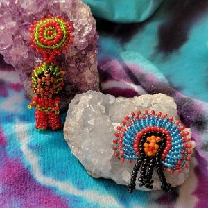 Two 60's vintage, handmade Native American pins.